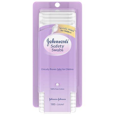 Johnson's Safety Ear Swabs for Babies and Children Made with Non-Chlorine Bleached Cotton for a Gentle Clean