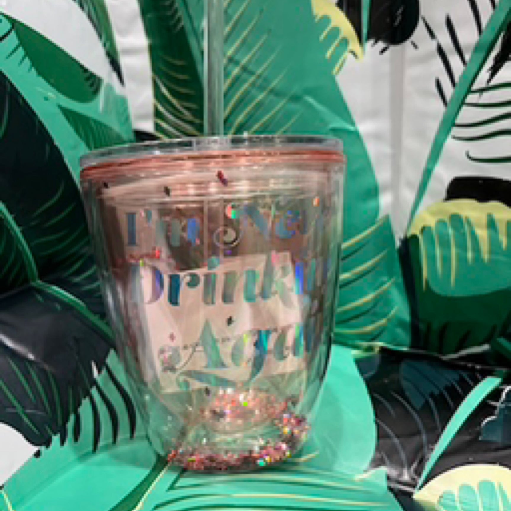 I’m Never Drinking Again Double-Wall Pink Confetti Short Tumbler