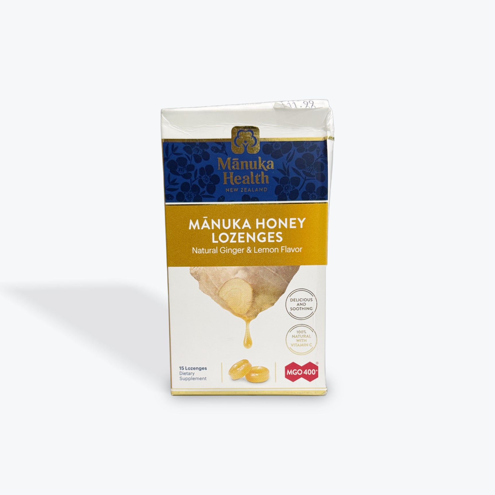 Manuka Health Honey Lozenges Natural Ginger and Lemon Flavor