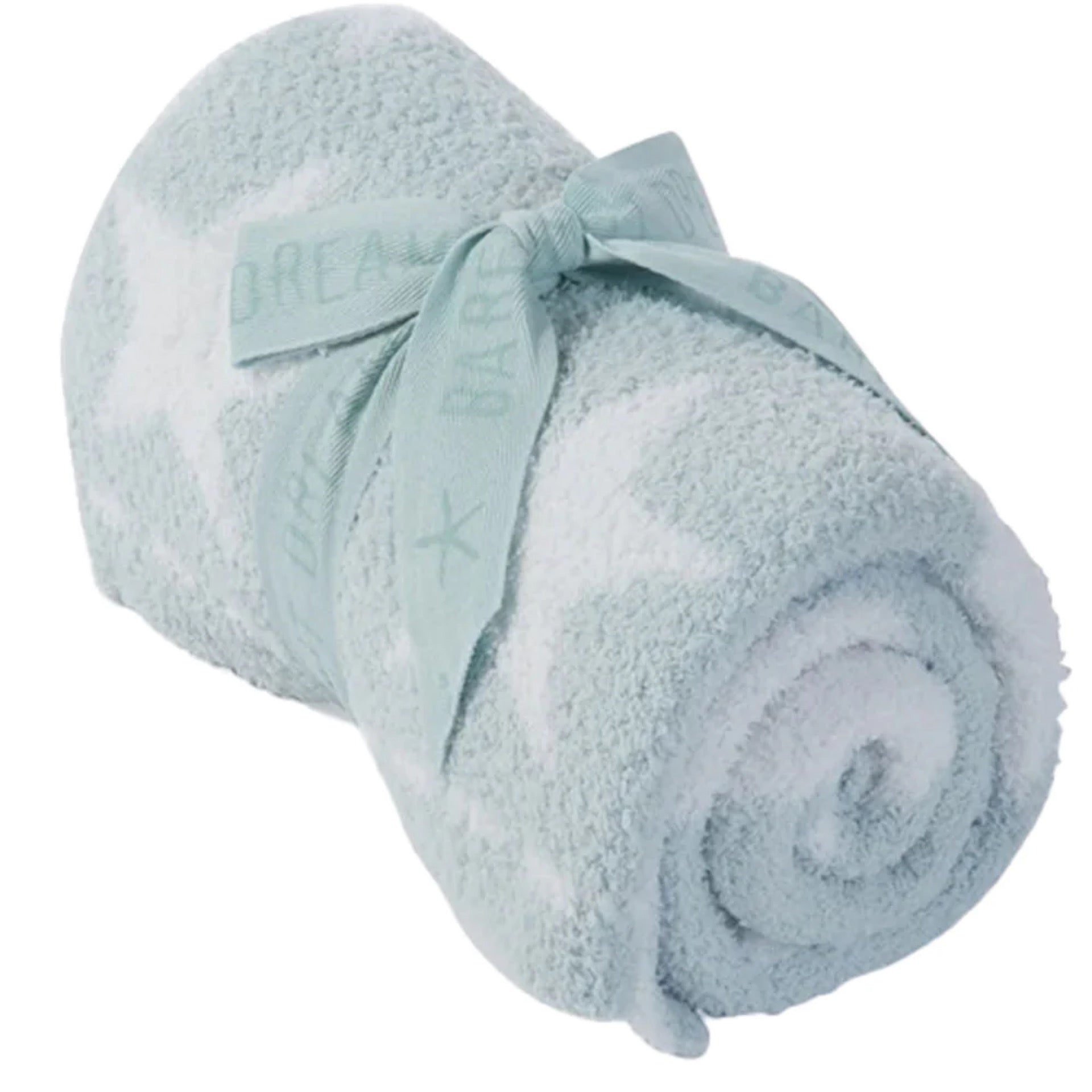 Barefoot Dreams Receiving Blanket Aqua Ice/ White Star One Size