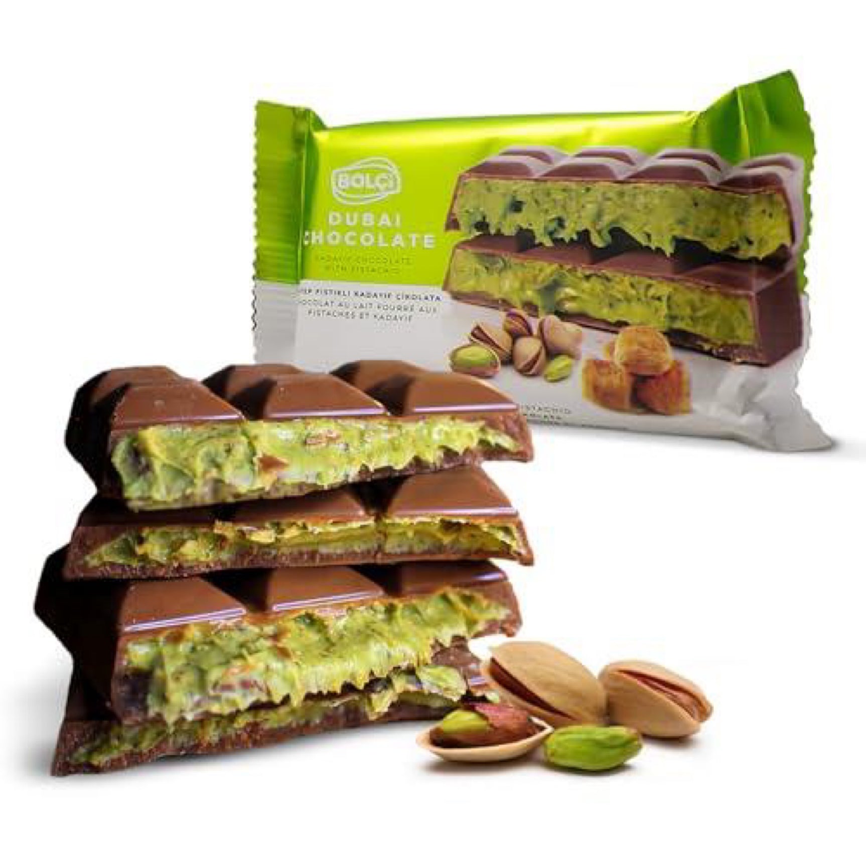 Bolci Bolçi Dubai Chocolate Bar Pistachio, 2.3oz Pistachio Chocolate Bar, Kunafa Chocolate Bar