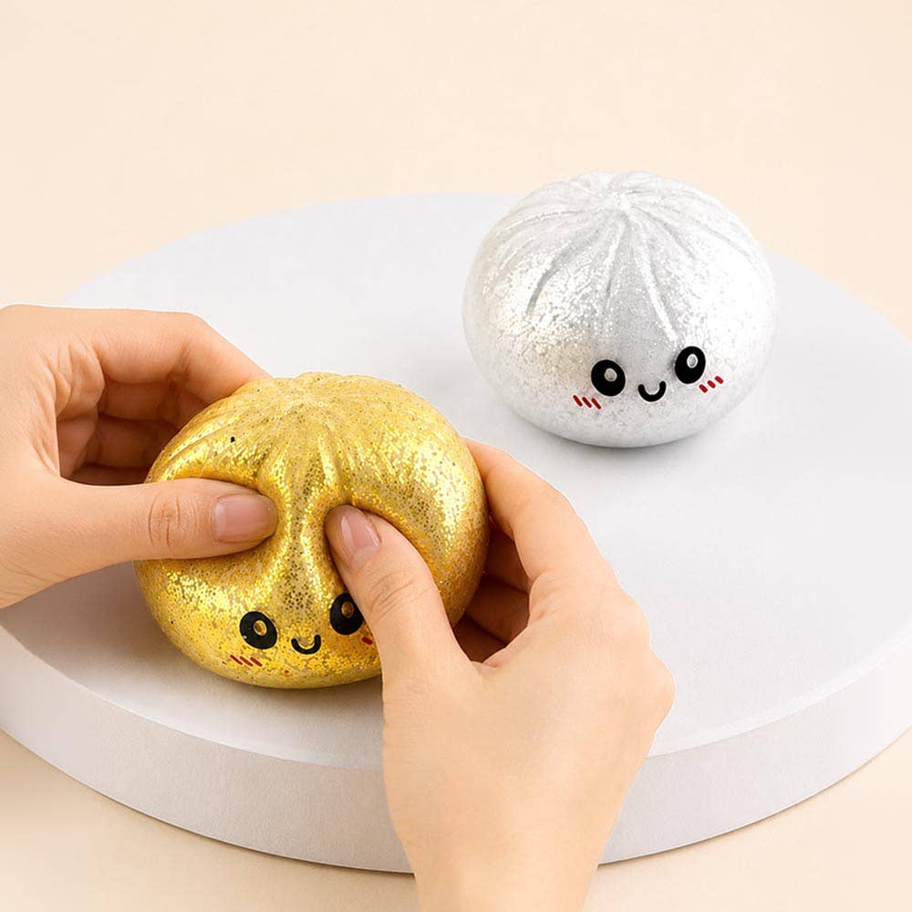 12PCS - Metallic Steamed Bao Bun Dumpling Squeeze Squishy Stress Relief Toy