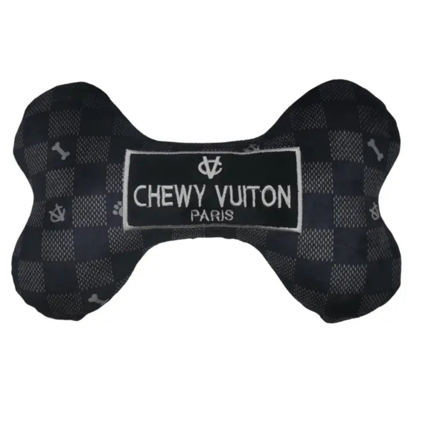 Haute Diggity Dog Black Checker Chewy Vuiton Bone Dog Toy XL