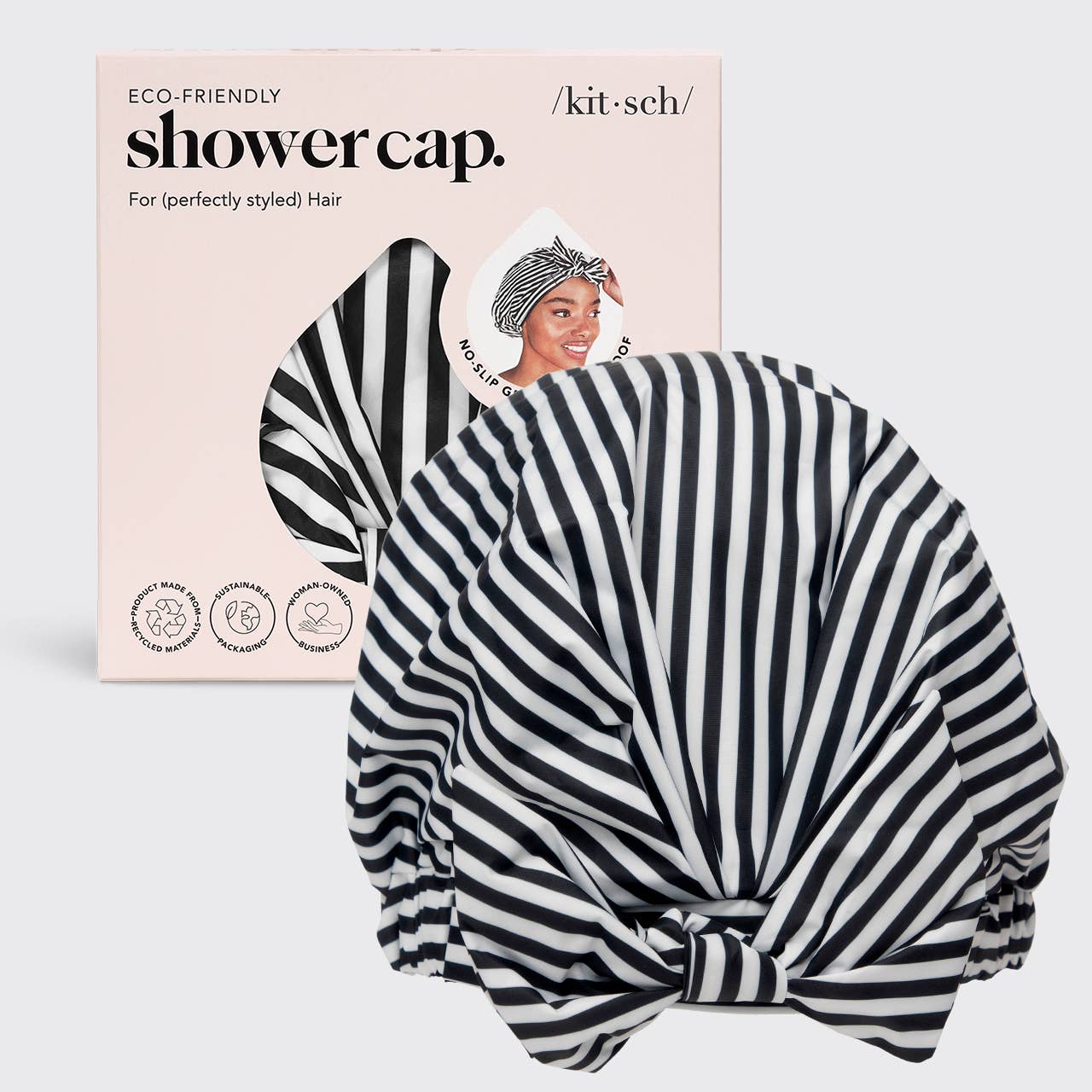 KITSCH Luxury Shower Cap - Stripes - Image 2