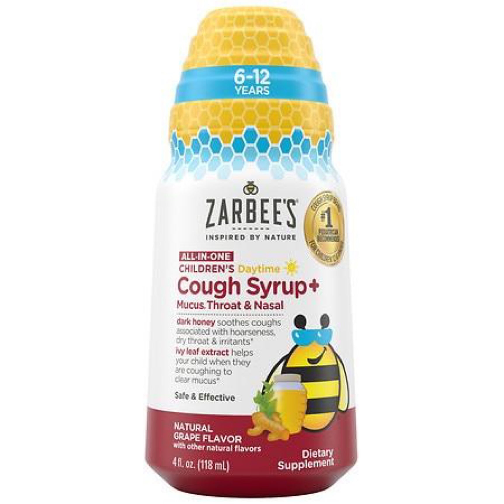 Zarbees Zarbee’s Kids All-in-One Daytime Cough 6-12 Honey Turmeric 6 12 & Zinc Oz