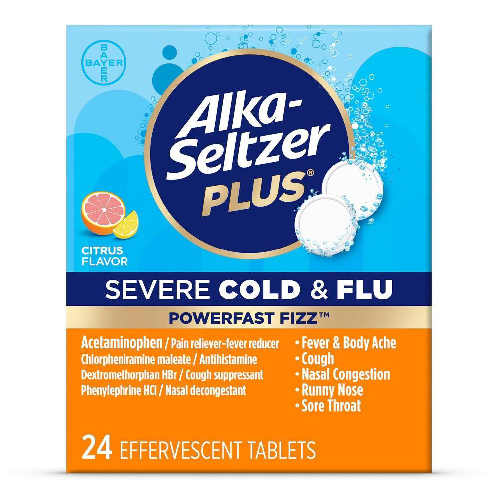 Alka-Seltzer Plus Powerfast Fizz Severe Cold & Flu Treatment - Citrus