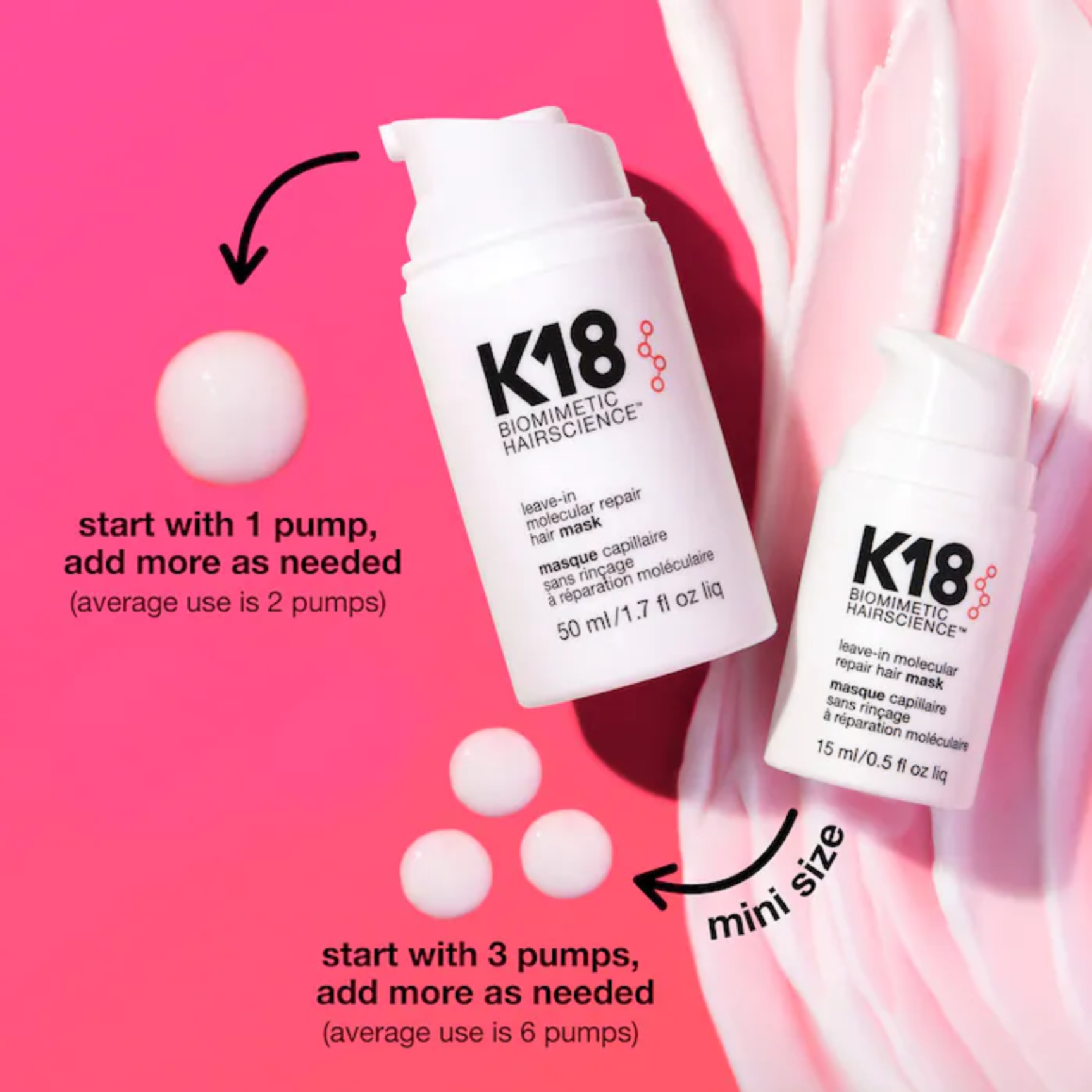 K18-31007 K18 Leave-In Molecular Repair Hair Mask (15mL) - Image 3