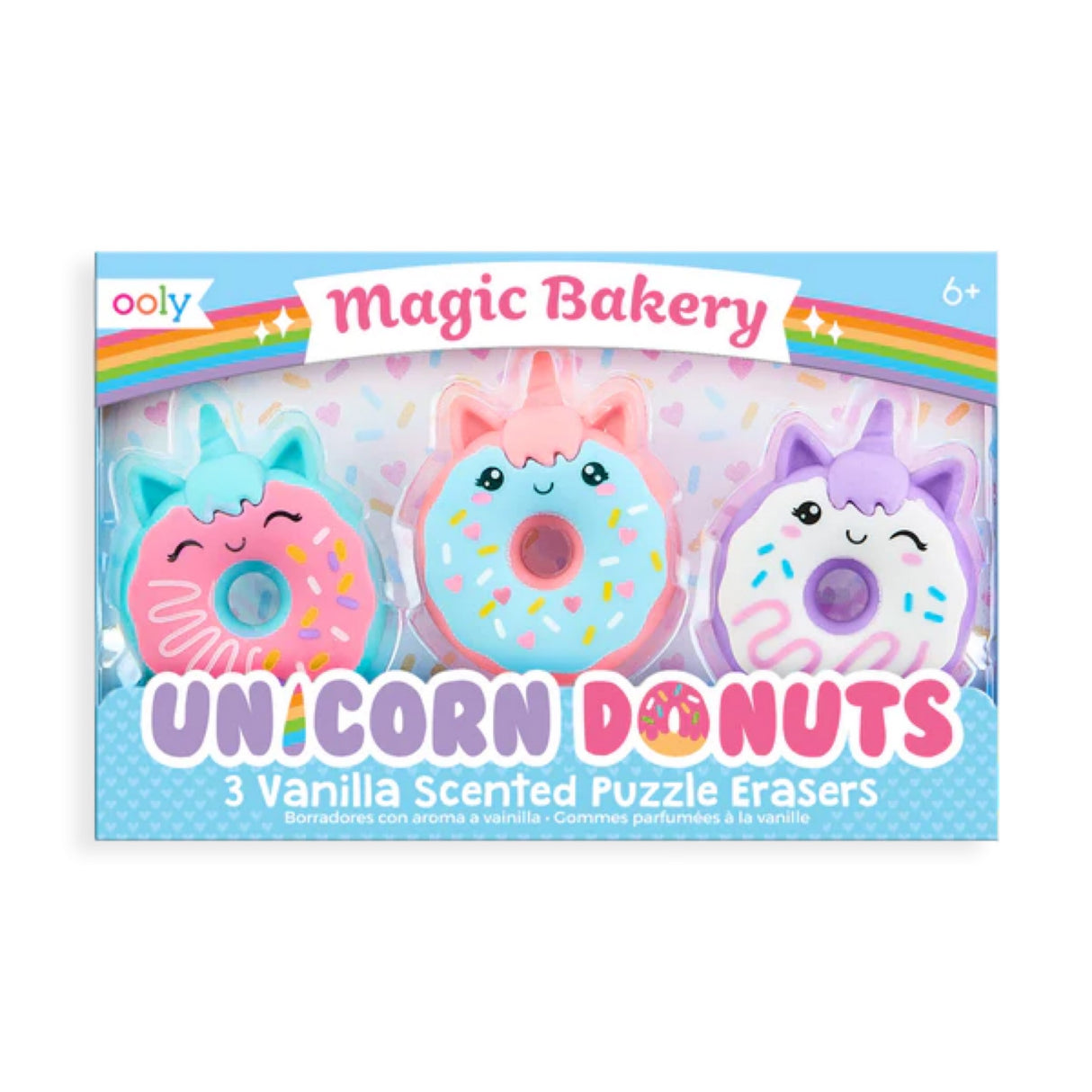 magic bakery unicorn donuts 3 vanilla scented puzzle erasers