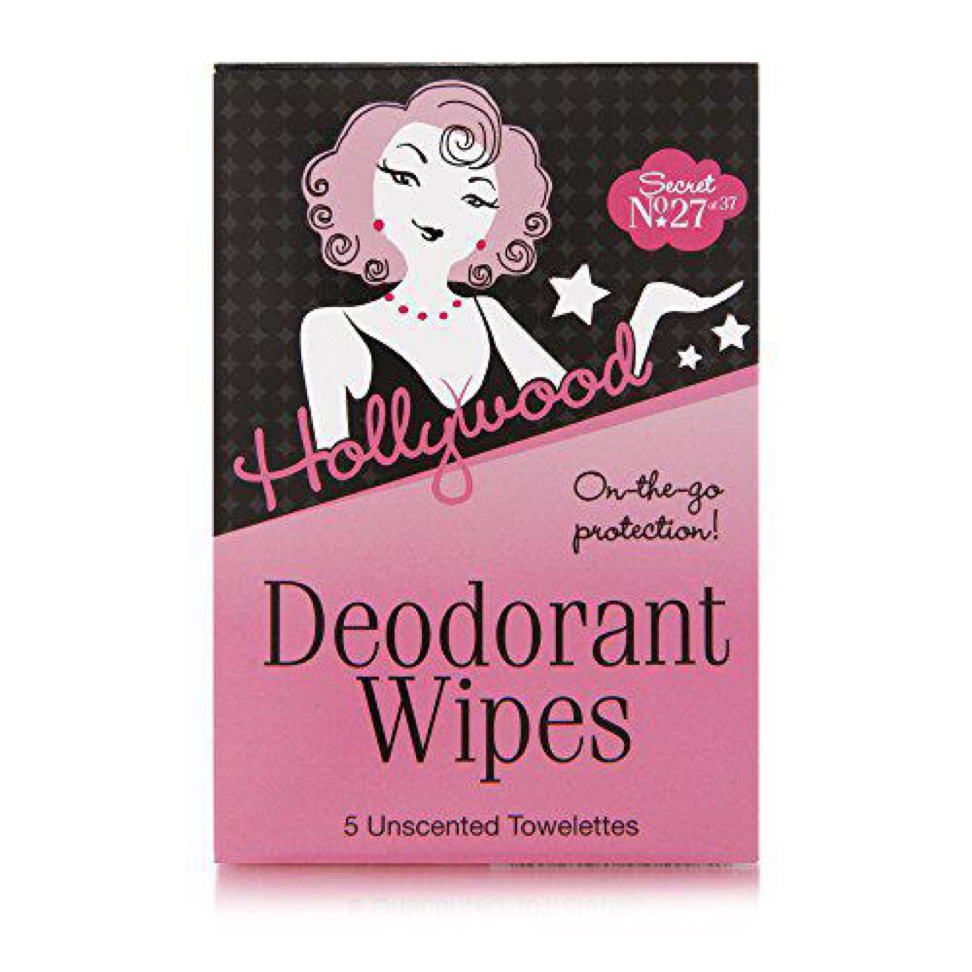 Hollywood Fashion Tape On-The-Go Deodorant Wipes 5 Unscented Towelettes