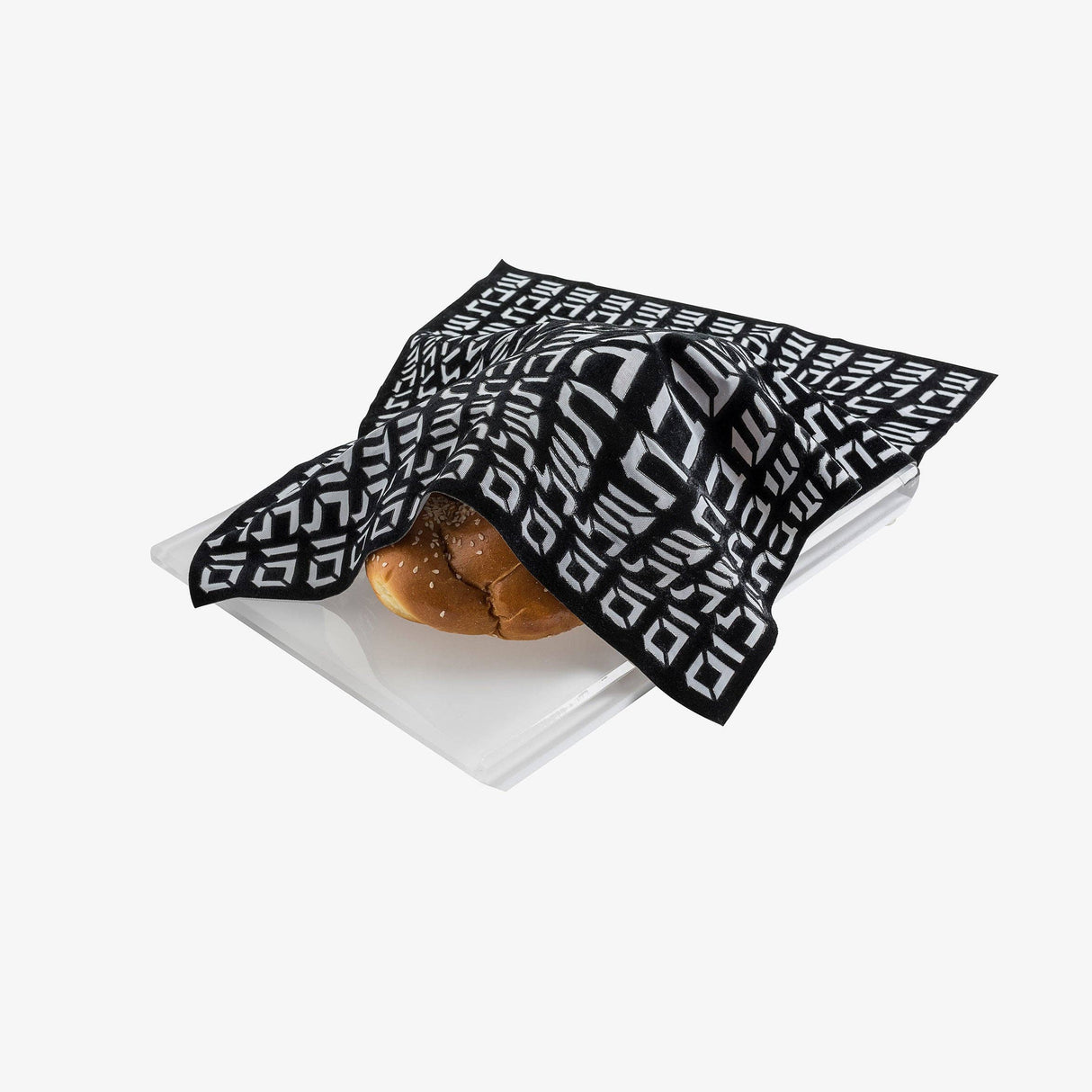 Challah Cover Hebrew Type: Black