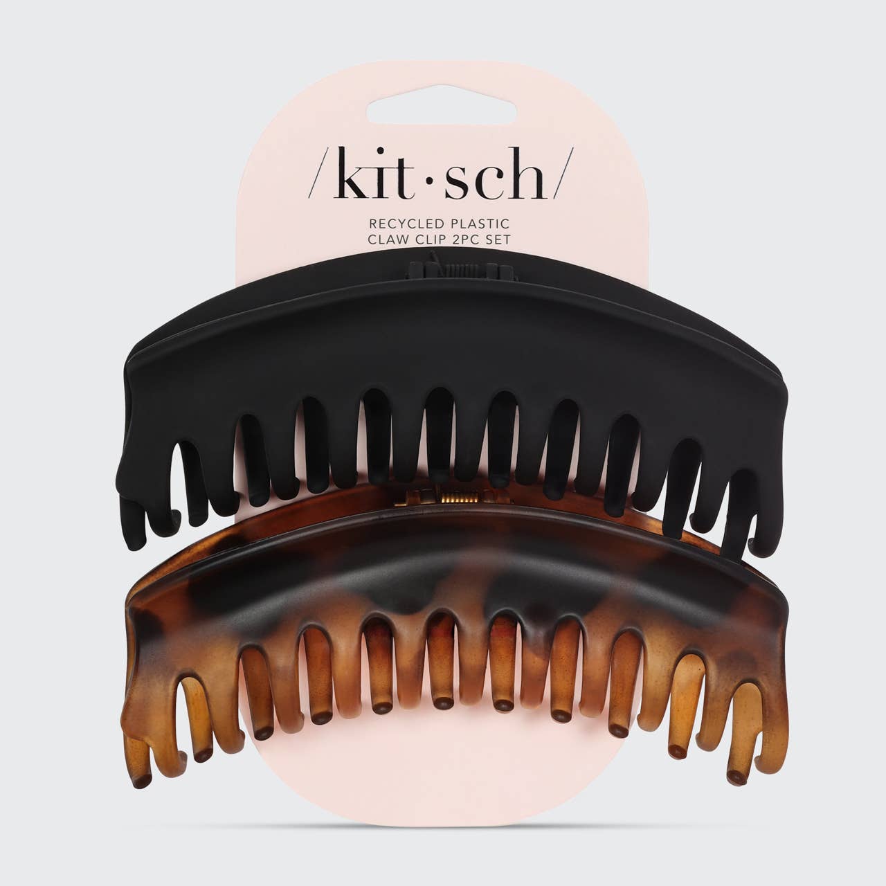 KITSCH Recycled Plastic Large Dome Claw Clips 2pc - Black & Tort - Image 4
