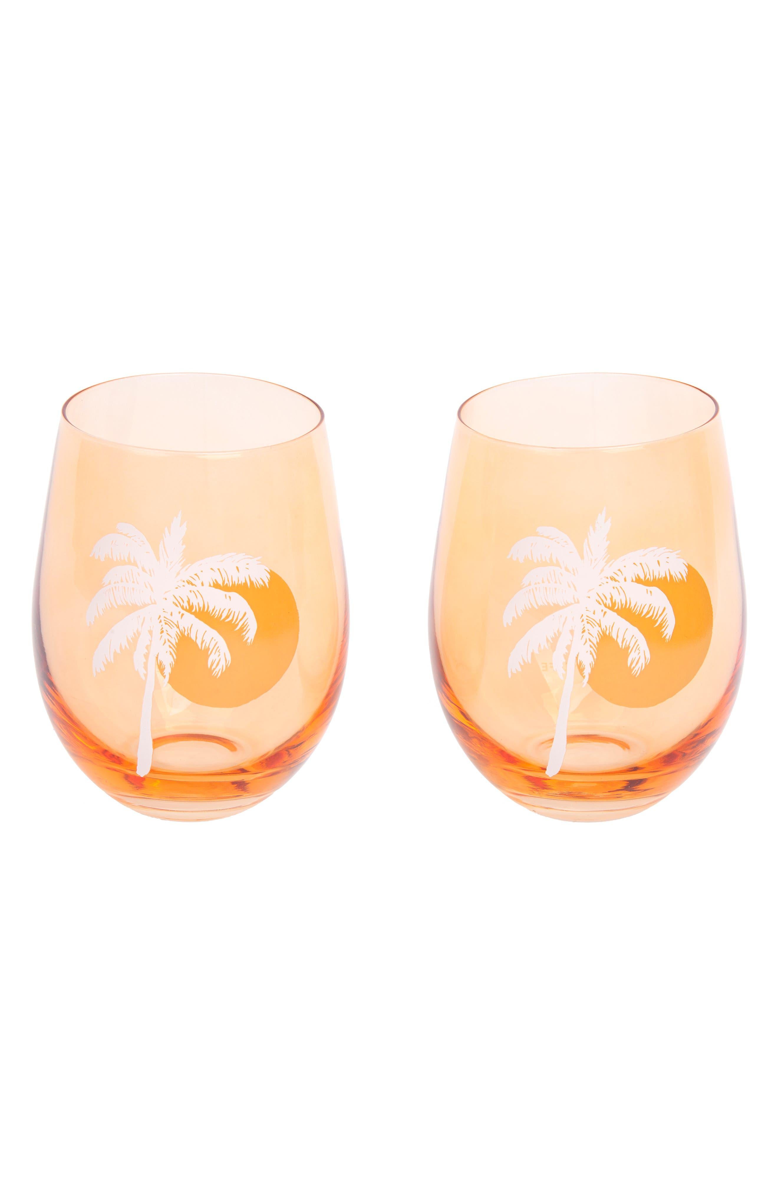 Sunny Life Palm Tree Glass Tumblers