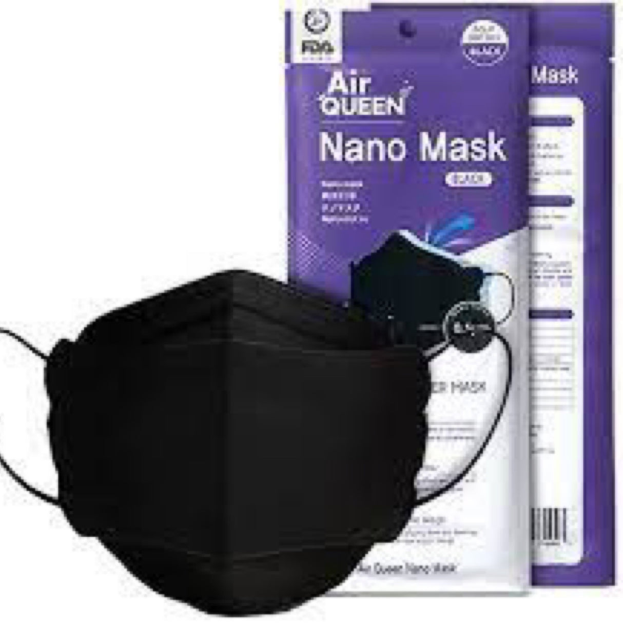 AIRQUEEN 3-Layer Nano-Filter Face Mask for Adults, Black 30 Pack, Lightweight and Breathable Face Mask, Reusable Face Mask