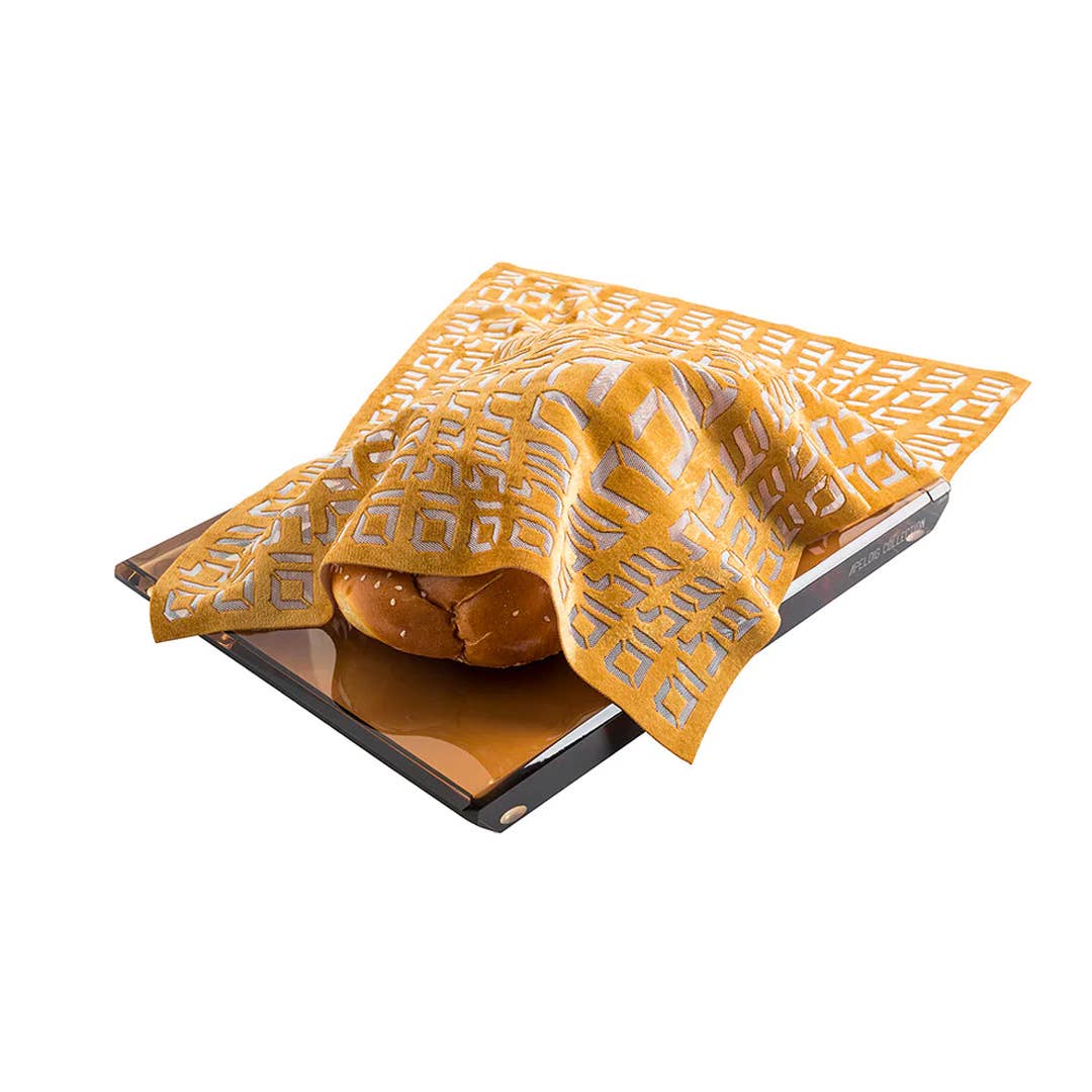 Challah Cover Hebrew Type: Black