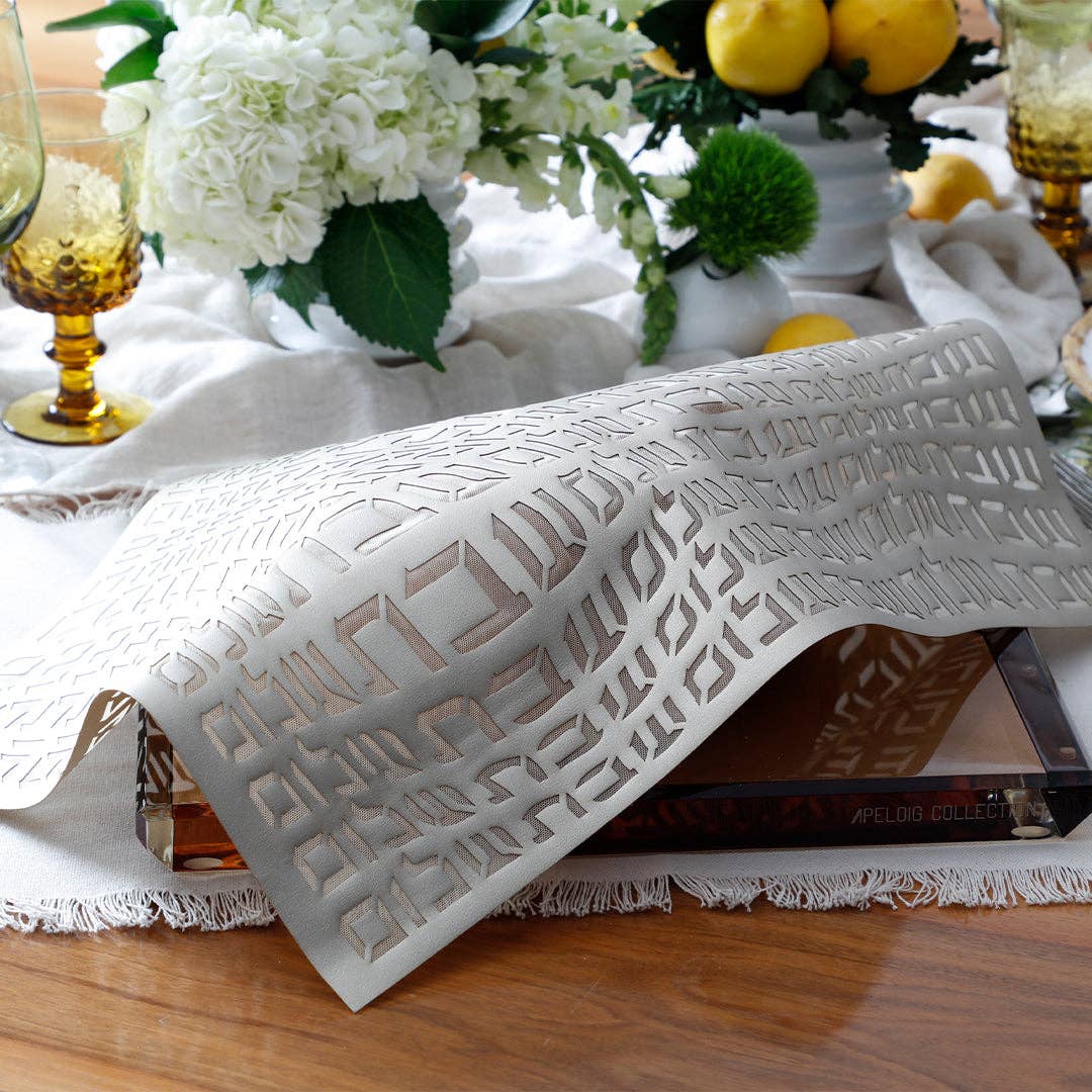 Challah Cover Hebrew Type: Black