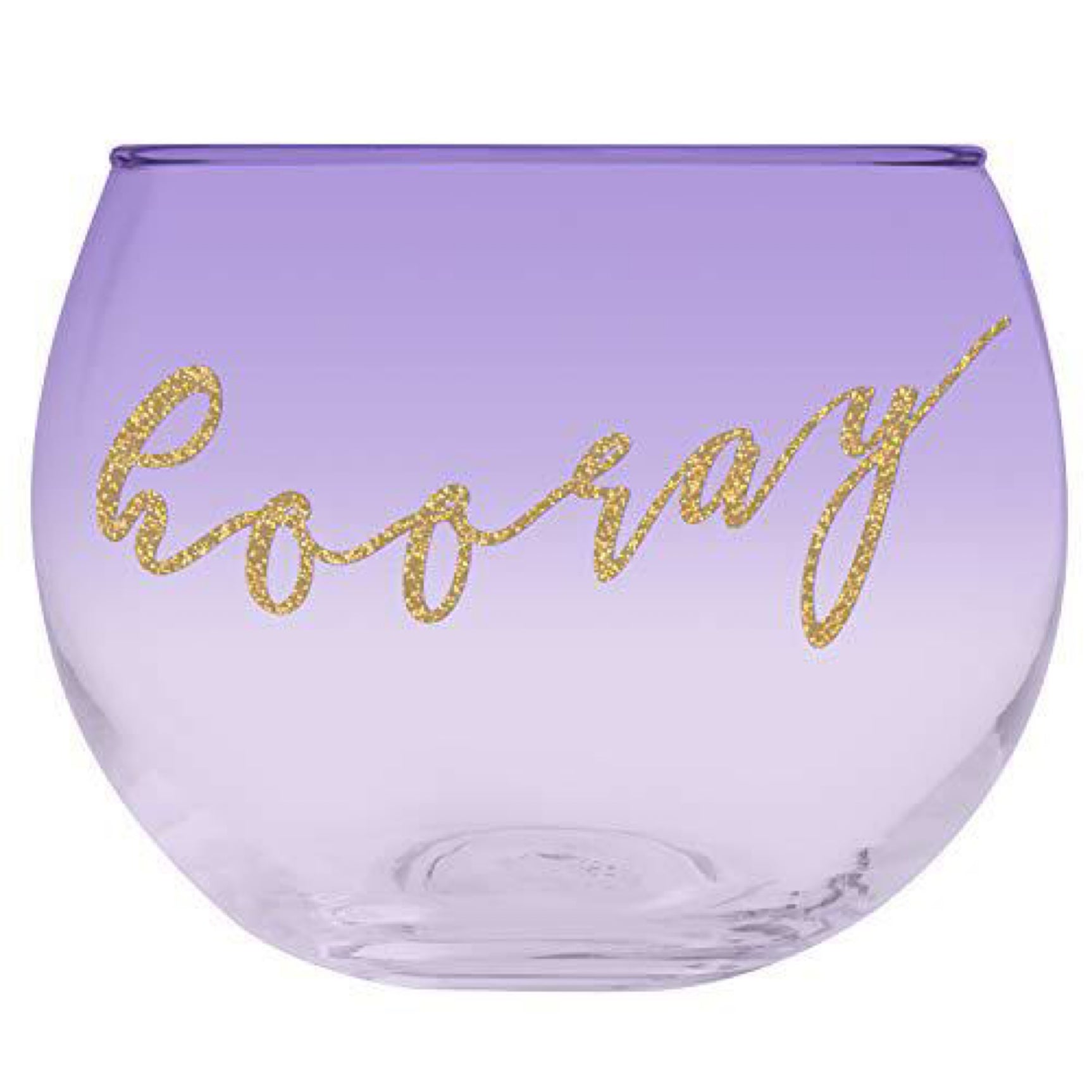 Slant Collections Ombre Glass With Gold Glitter Writing Short Roly Poly Cocktail Glass