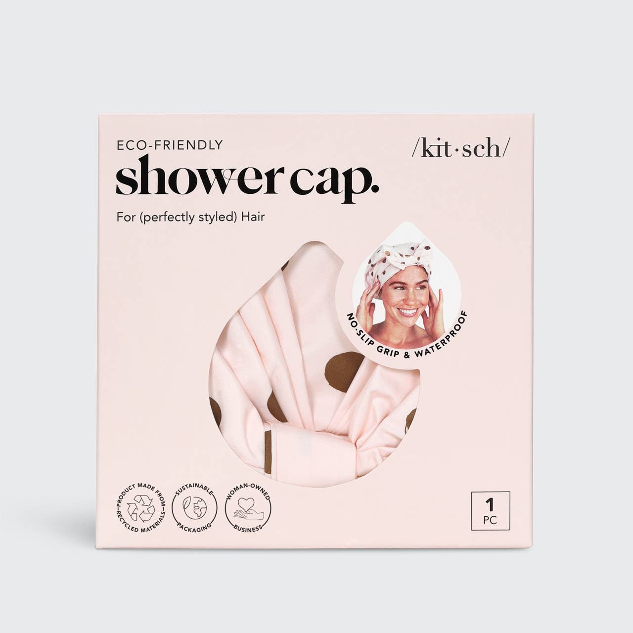 Luxury Shower Cap - Blush Dot - Image 4