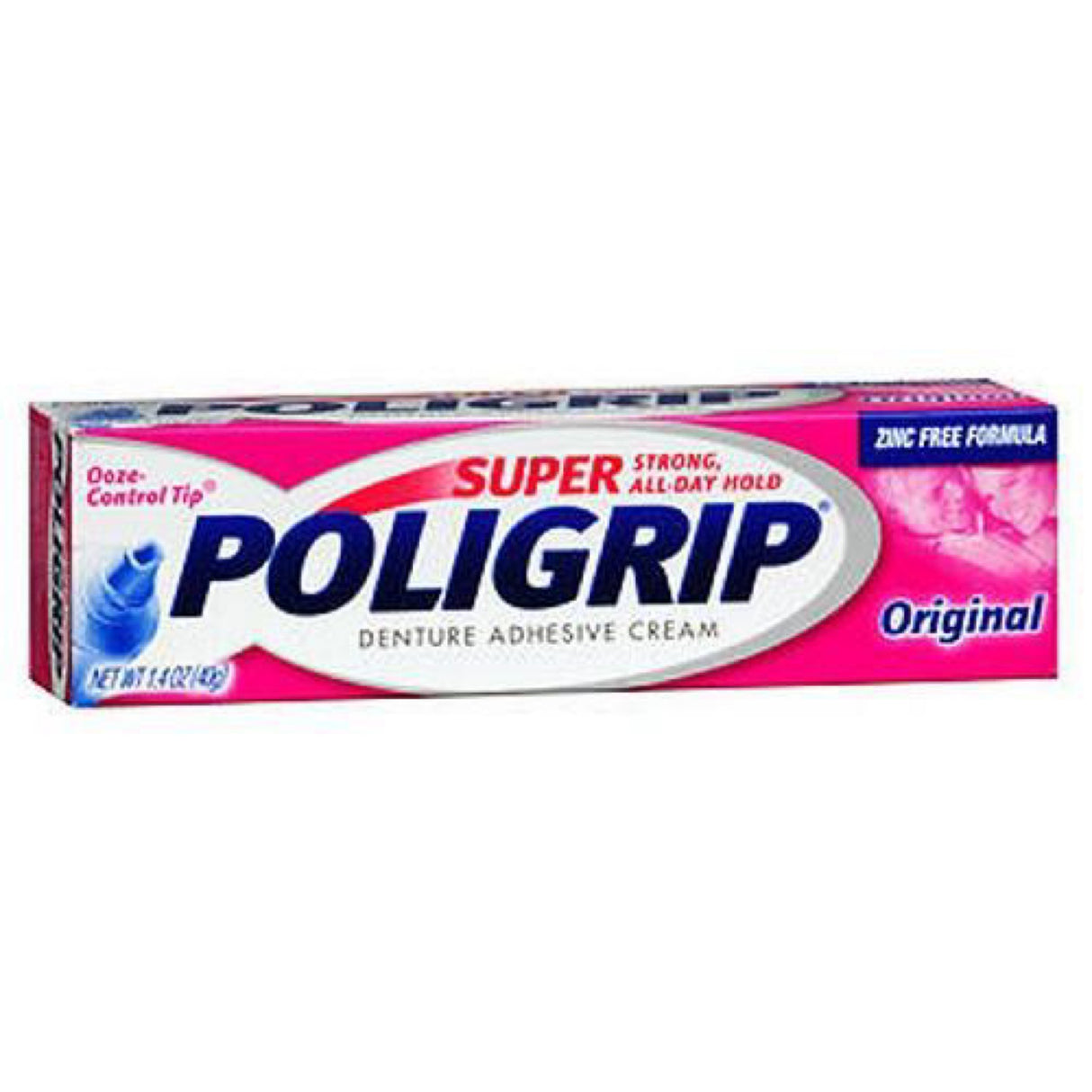Super Poligrip Original Formula Zinc Free Denture Adhesive Cream Ounce