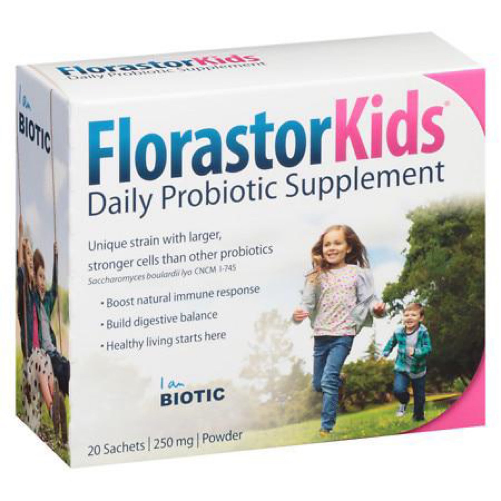 Florastor Kids Daily Probiotic Supplement, Unflavored Powder Mixes with Food or Beverage, Use with Antibiotics