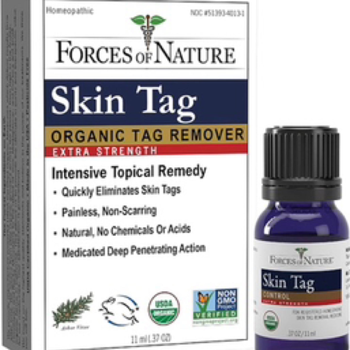 Forces of Nature | Skin Tag Control Extra Strength | Certified Organic | FDA-Registered | Pharmaceutical Strength | 11ml (Pack of 1)