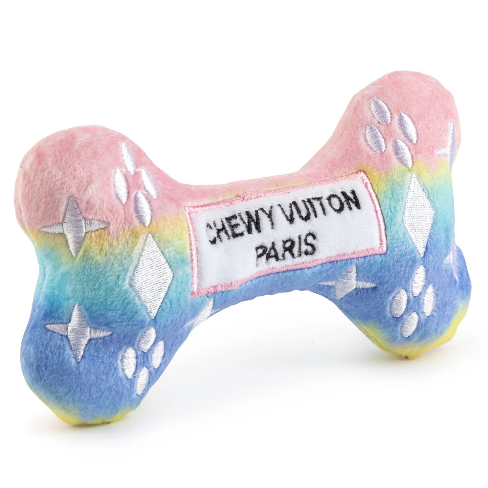 Haute Diggity Dog Pink Ombré Chewy Vuiton Bone Squeaker Dog Toy small