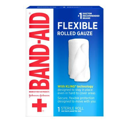 J&J Bandaid First Aid 2 Inch x 2.5 Yards Rolled Gauze 1 Count