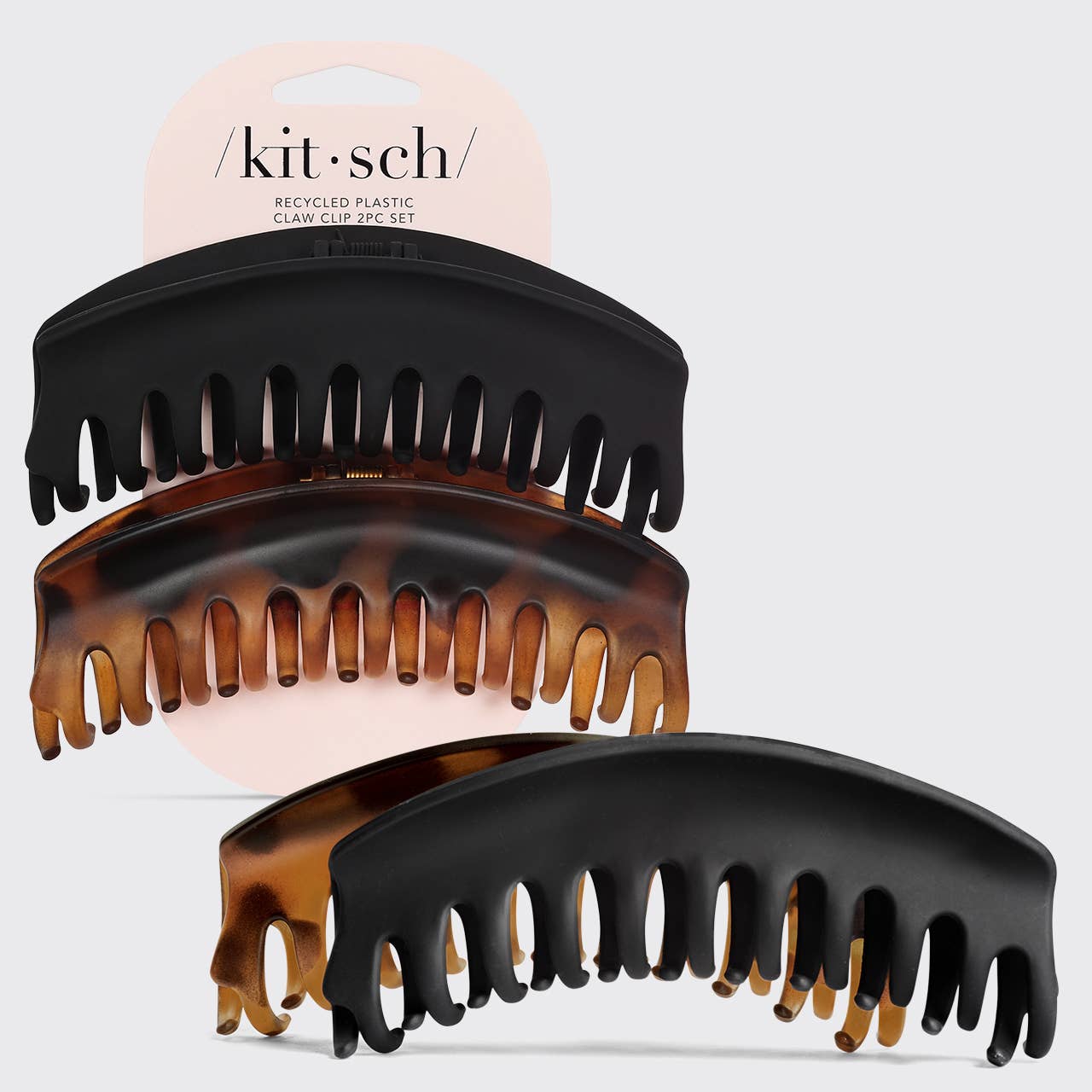 KITSCH Recycled Plastic Large Dome Claw Clips 2pc - Black & Tort - Image 2