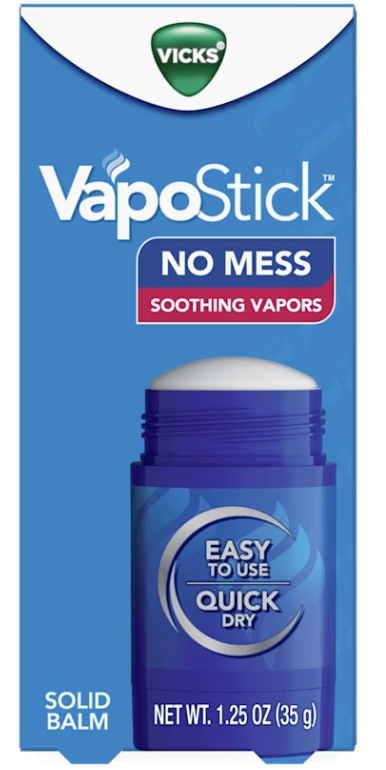 Vicks VapoStick, Solid Balm, No Mess, Soothing Non-Medicated Vicks Vapors, Easy-To-Use No-Touch Applicator, Quick Dry, Lightweight Skin