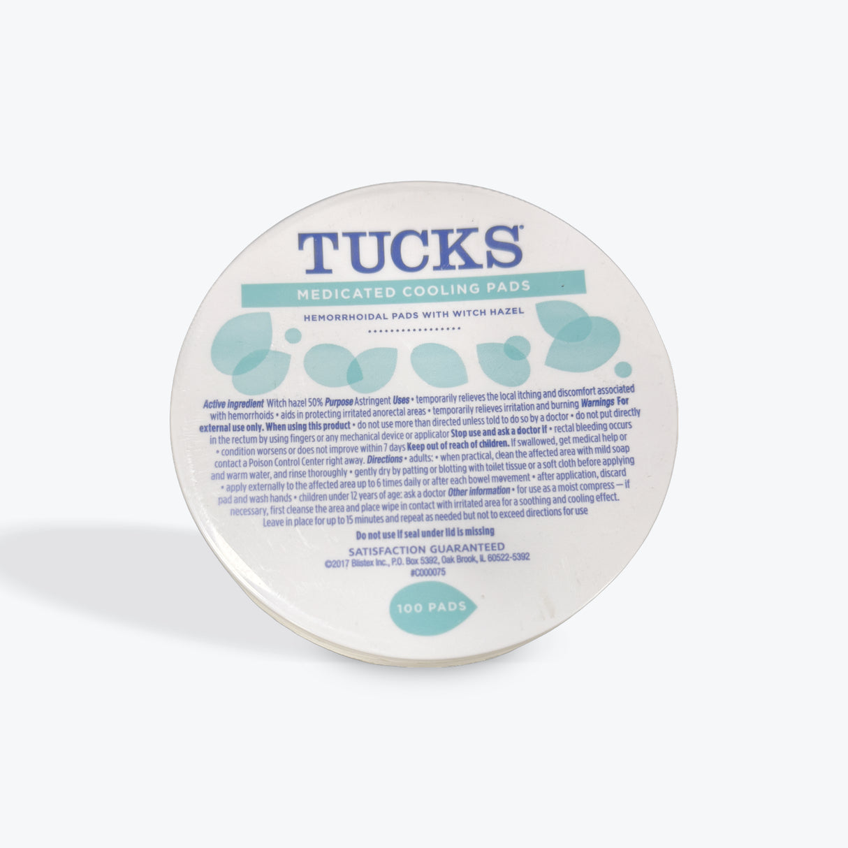 Tucks Medicated Cooling Pads (Hemorrhoidal Pads with Witch Hazel) 100 pads