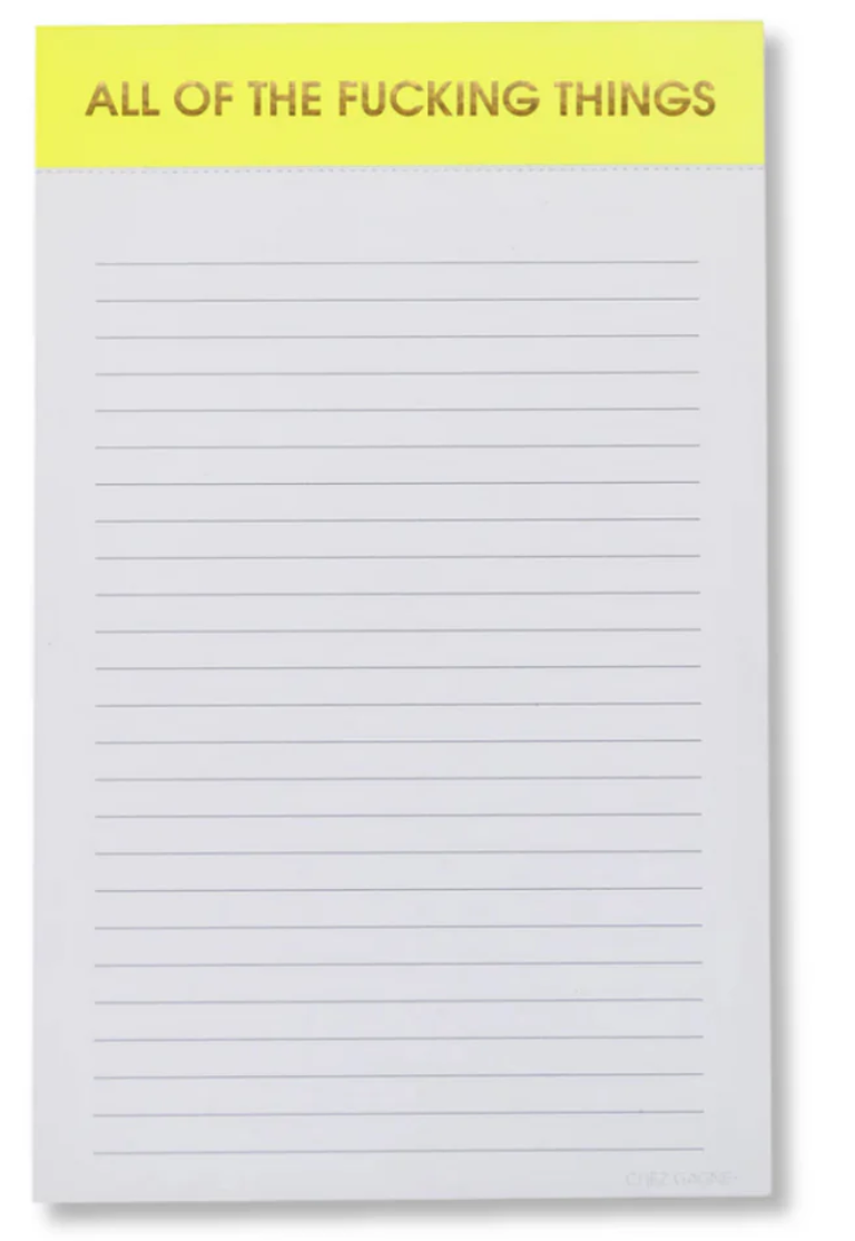 Chez Gagné Chez Gagne "All of the Fucking Things" - Lined Lemon Yellow Notepad