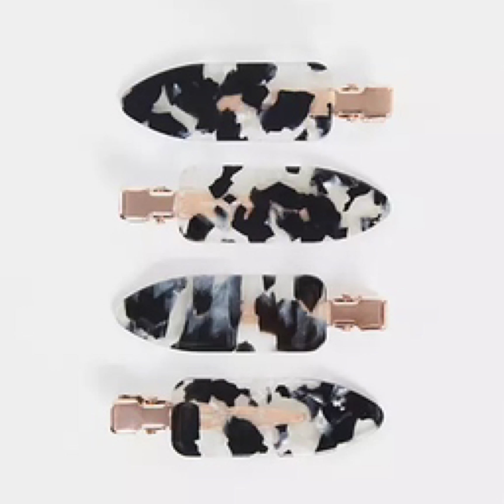 KITSCH 4-Pack Creaseless Hair Clips in Black Terrazzo