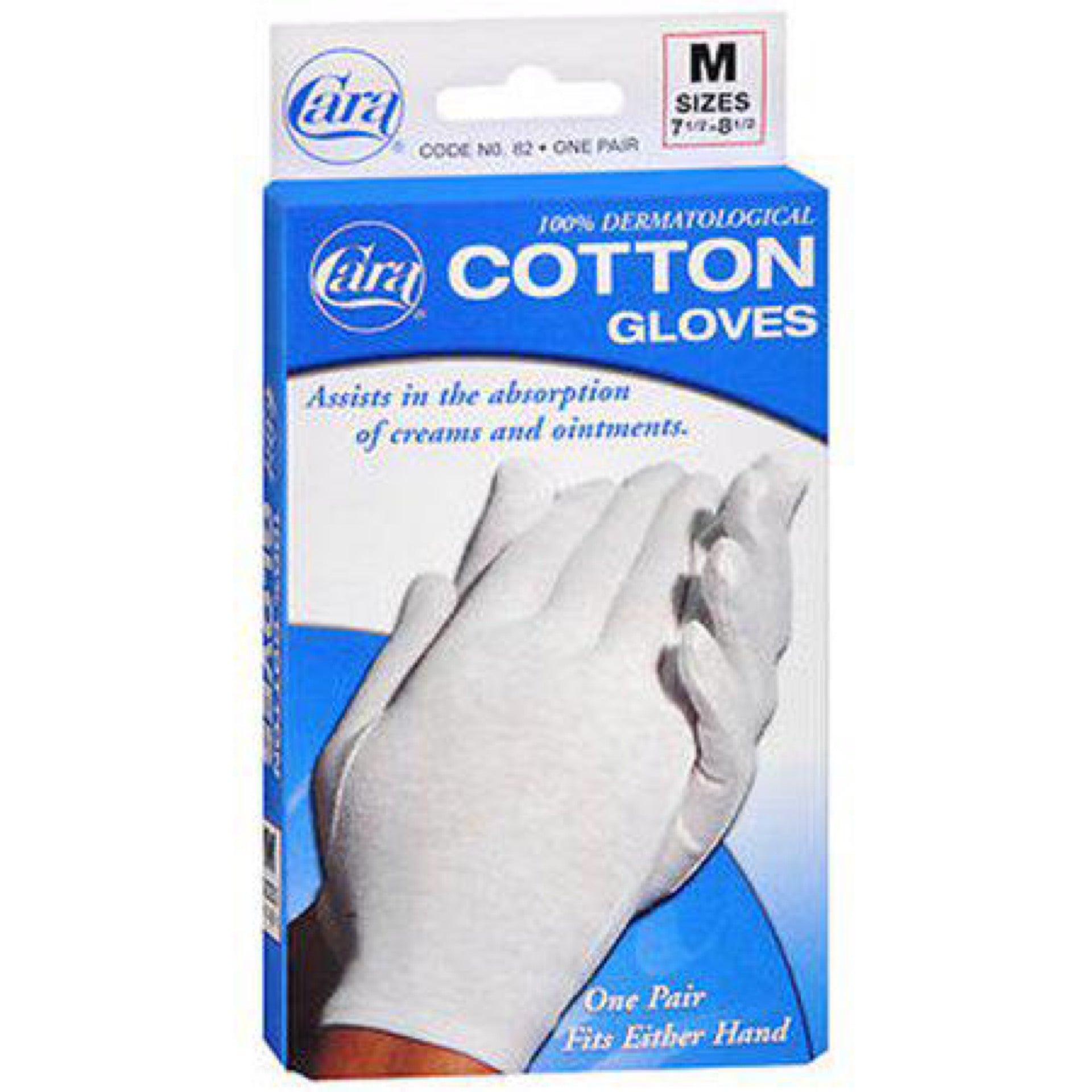 Cara Moisturizing Eczema 100% Premium Cotton Gloves, Medium, White