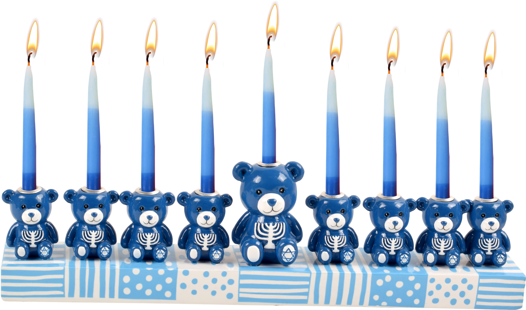 Hand Painted Menorah - Teddy Bears