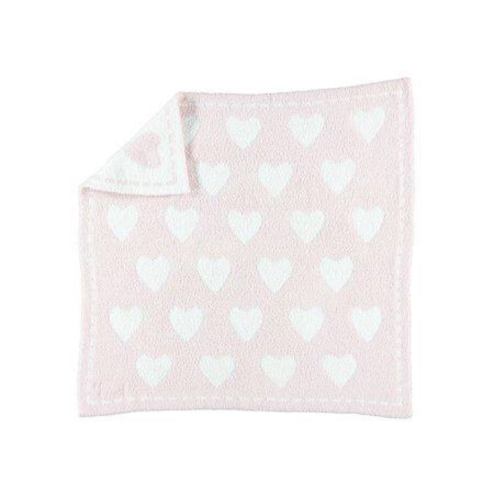 Barefoot Dreams CozyChic Receiving Blanket Pink/White Hearts