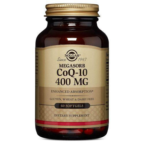 Solgar Megasorb CoQ-10 400 mg, 60 Softgels - Supports Heart & Brain Function - Coenzyme Q10 Supplement - Enhanced Absorption - Gluten Free, Dairy Free