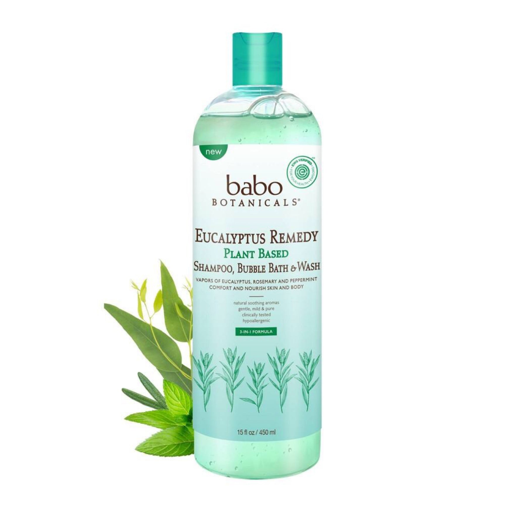Champú, baño de burbujas y gel de ducha botánico Babo Eucalyptus Remedy a base de plantas