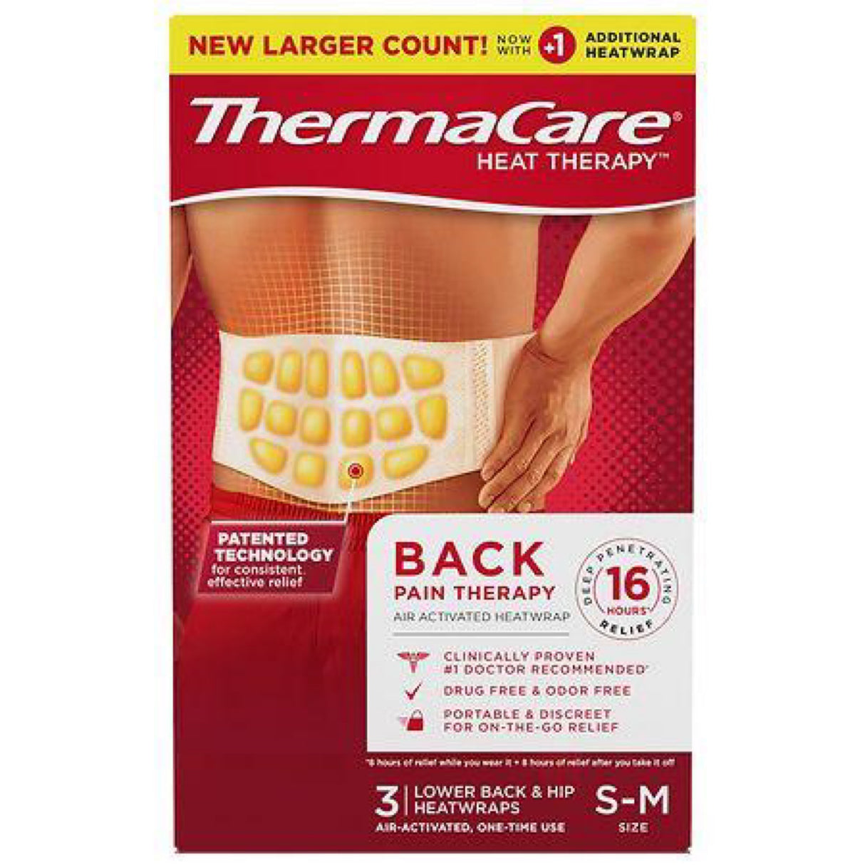 Thermacare Lower Back & Hip Small/Medium Pain Relief Heat Wraps