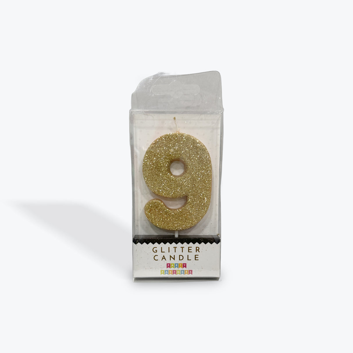 Party Partners Gold Glitter Number 9 Candle