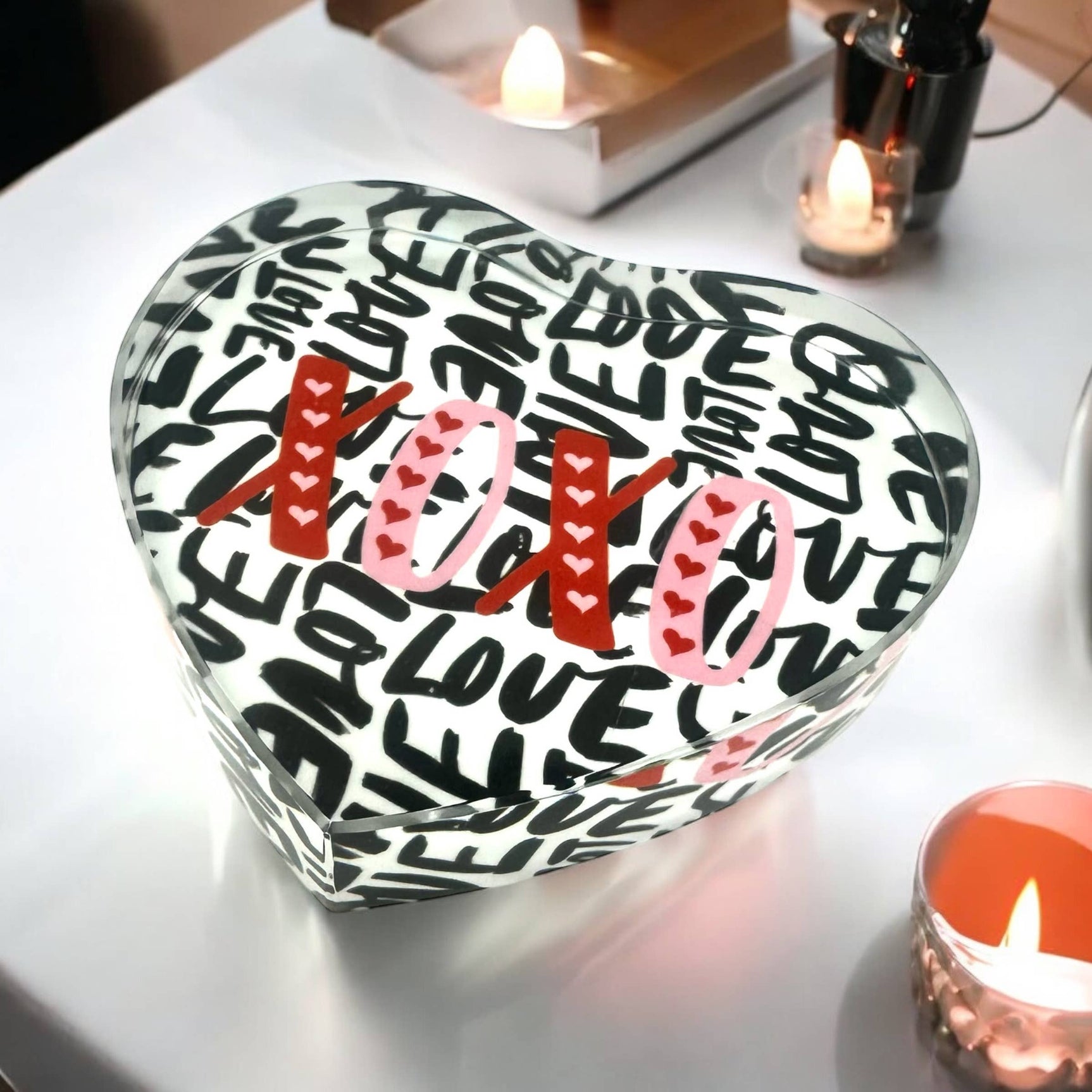 All The Love Crystal Heart Paperweight Decor