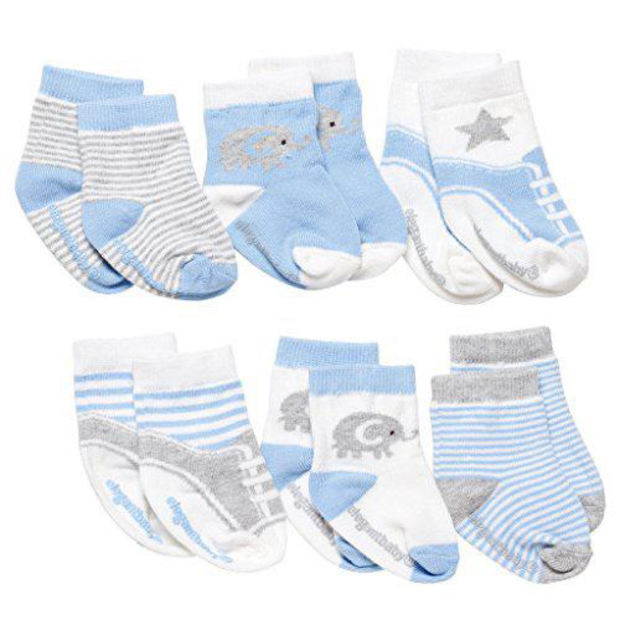Elegant Baby Boys' Cutie Socks, 6 Pack