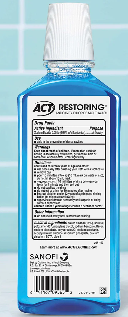 ACT Restoring Anticavity Fluoride Mouthwash Cool Mint - Image 2