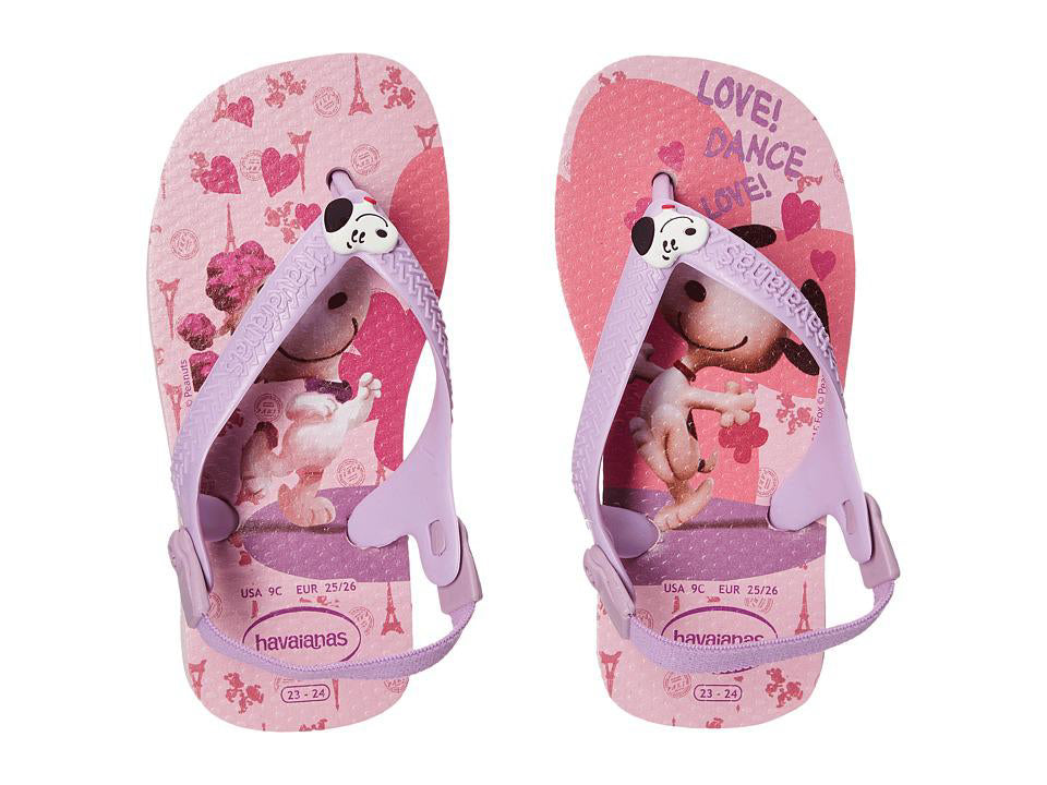 Havaianas Baby Snoopy Sandal Flip Flop with Backstrap (Toddler), Pink/Lilac