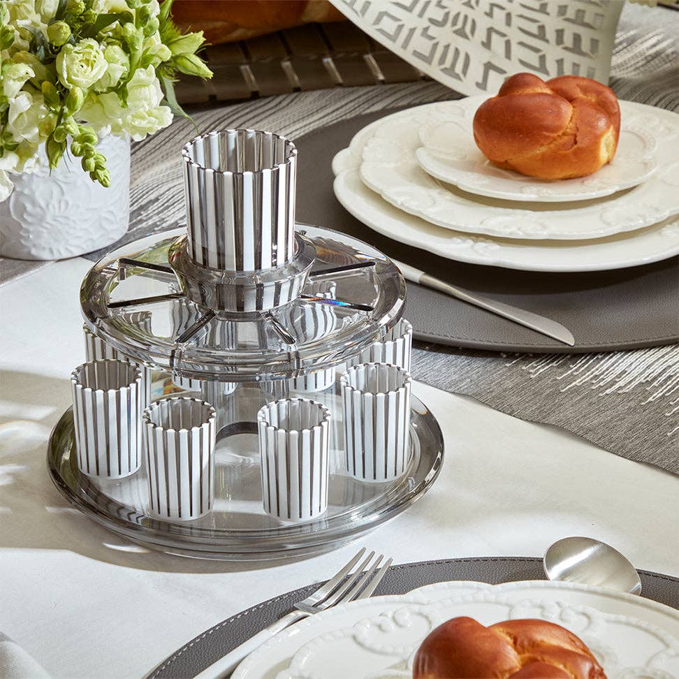 Kiddush Wine Fountain Set: Smoke_White