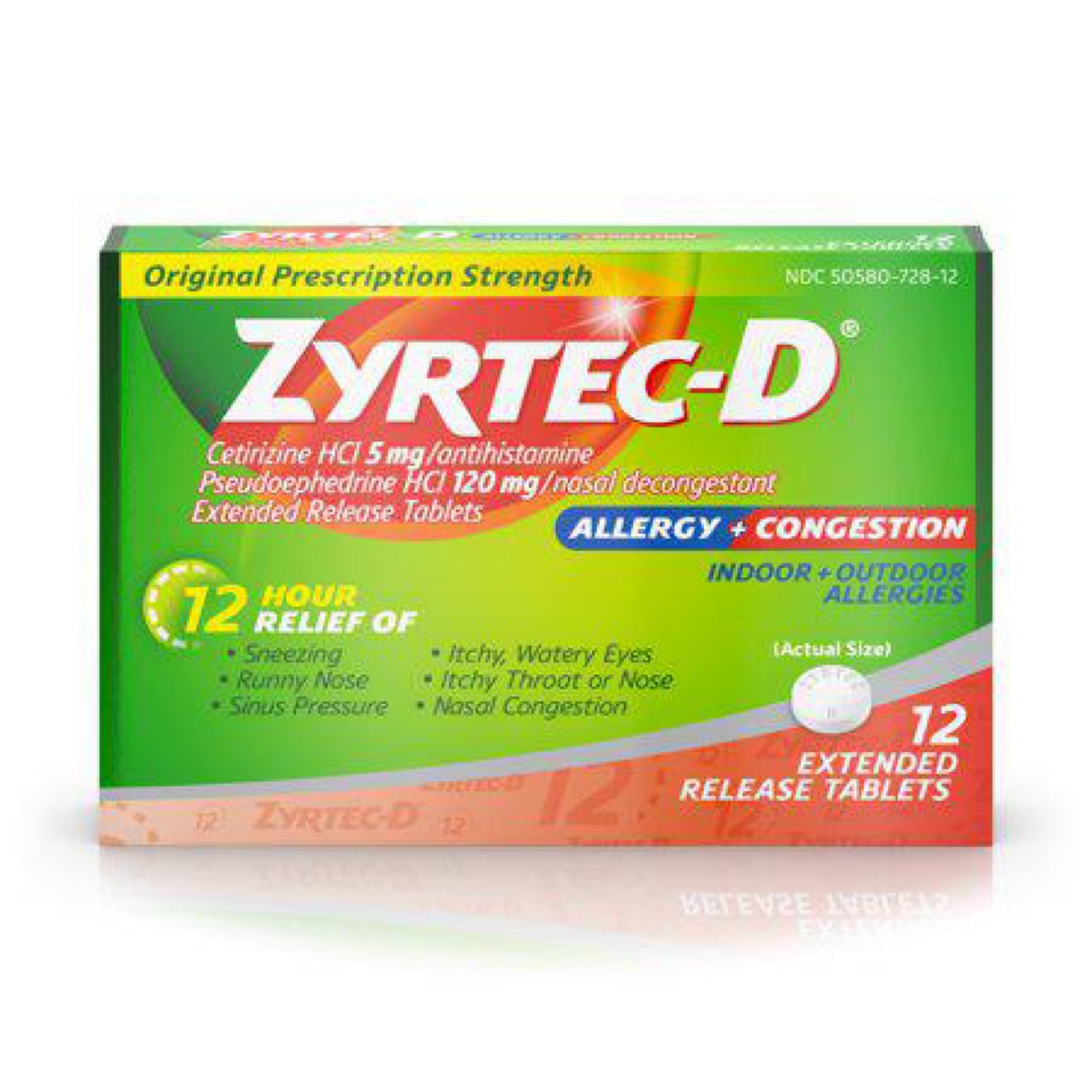 Zyrtec-D 12 Hour Allergy Medicine & Nasal Decongestant Tablets