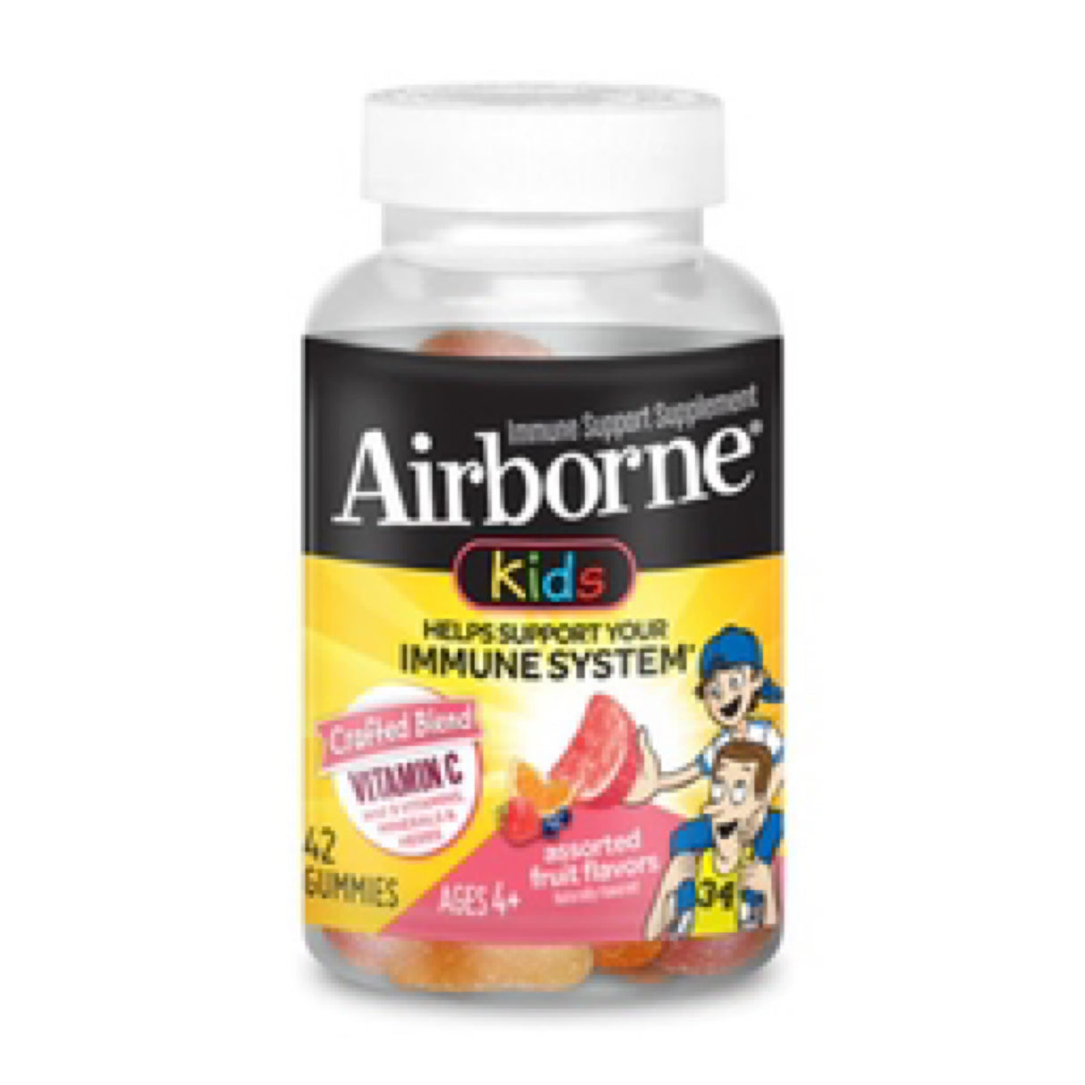 Airborne KIDS 500mg Vitamin C Gummies, Kids Immune Support Zinc Gummies with Powerful Antioxidants Vit C & E - 21 gummies, Assorted Fruit Flavor