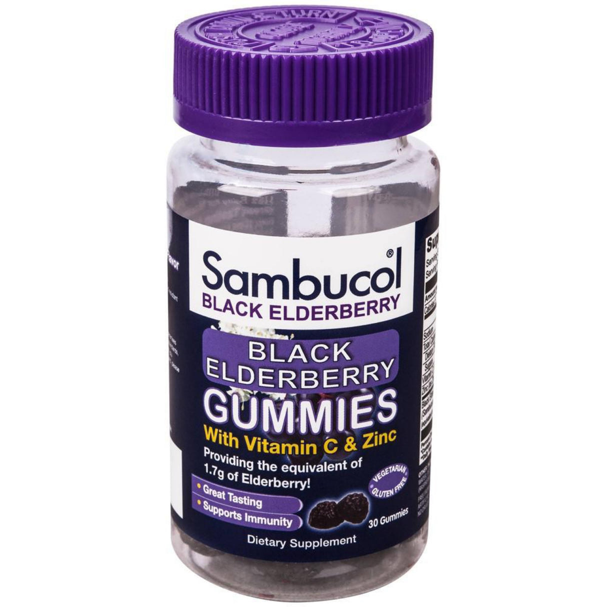Sambucol Black Elderberry Gummies with Vitamin C & Zinc - Sambucus Elderberry Gummies for Immune Support, High Antioxidants, Gluten Free, Vegan, Elderberry with Zinc & Vitamin C for Adults