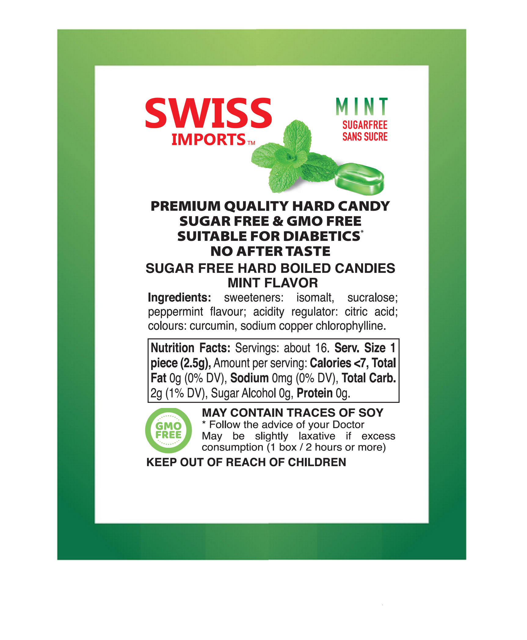 Swiss Imports Bonbons Sugar Free Mint Candy 40g - Image 3