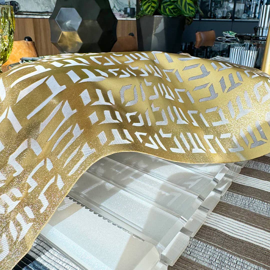 Challah Cover Hebrew Type: Black