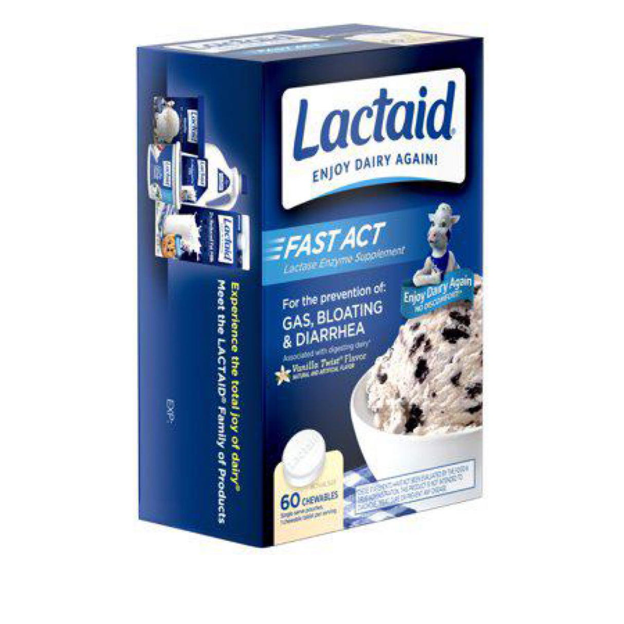 Lactaid Fast Act Lactose Intolerance Chewables with Lactase Enzymes, Vanilla