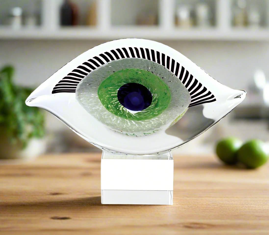 Centro de Mesa Ojo de Vidrio Artístico Estilo Murano Buena Suerte Visionario